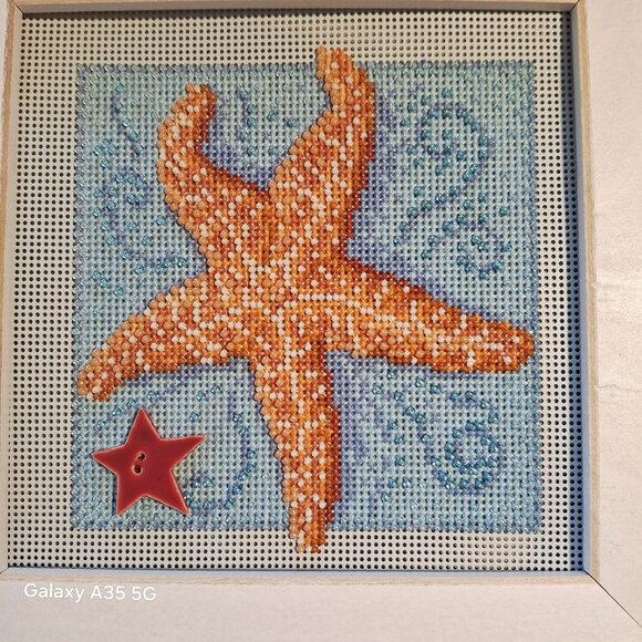 Mill Hill Set Of 3 Framed Coastal-Themed beading Needlepoint Art With Seashell S - Picture 2 of 10
